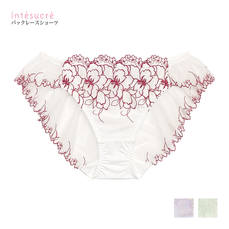 ISD371|アンテシュクレ intesucre なでしこブラ 脇高スレンダースタイル IBT371ペア バックレースショーツ M/L