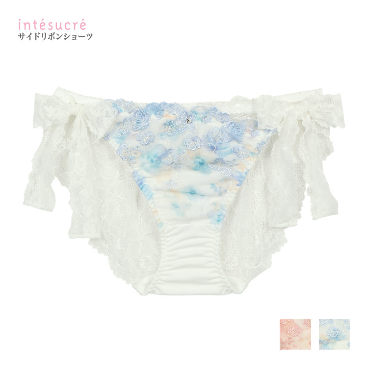 ISD379|アンテシュクレ intesucre なでしこブラ スレンダースタイル IBT379ペア サイドリボンショーツ M/L