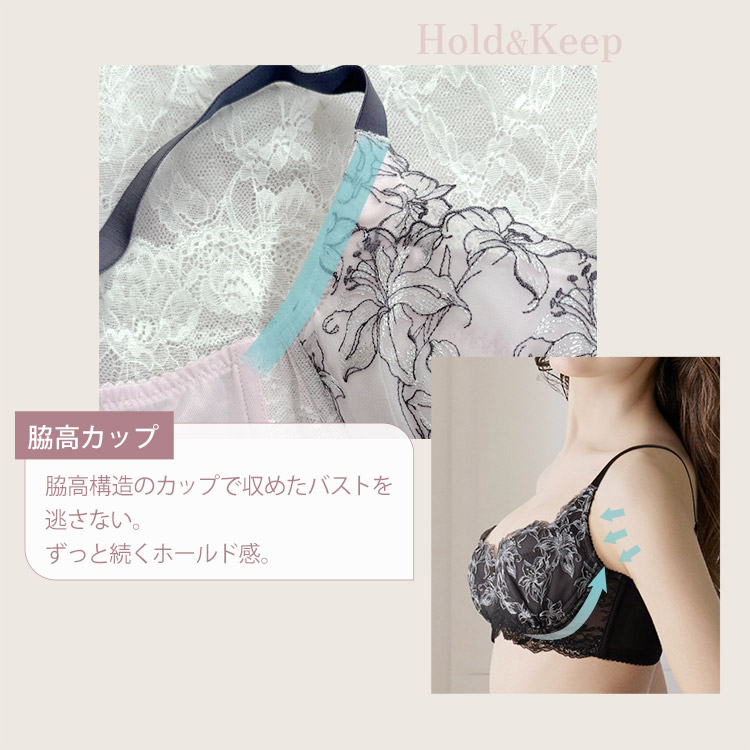 IBT390|アンテシュクレ intesucre 脇高ブラ Premium ブラジャー単品 ふっくらデコルテメイク BCDEFGHIJカップ アンダー60/65/70/75cm