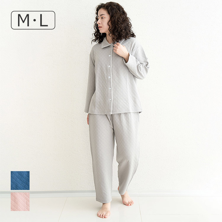 D93501-39|リオ RIO 着る保湿クリーム ソフトキルト 2wayネックスリーピングウェア ルームウェア 上下セット M/L