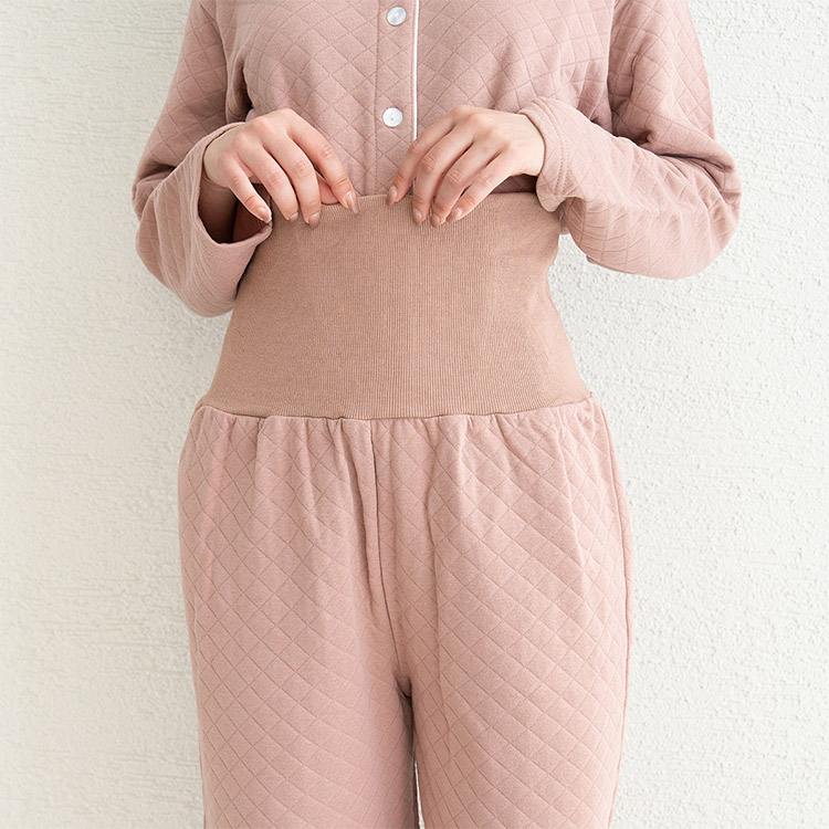 D93501-39|リオ RIO 着る保湿クリーム ソフトキルト 2wayネックスリーピングウェア ルームウェア 上下セット M/L