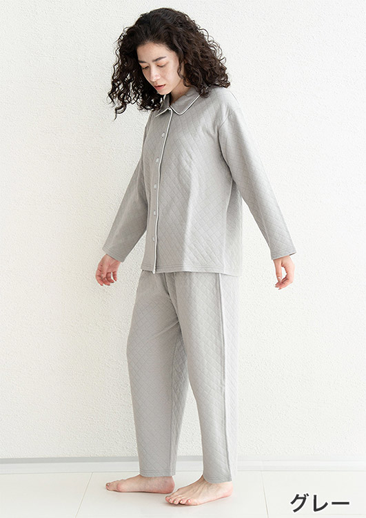 D93501-39|リオ RIO 着る保湿クリーム ソフトキルト 2wayネックスリーピングウェア ルームウェア 上下セット M/L