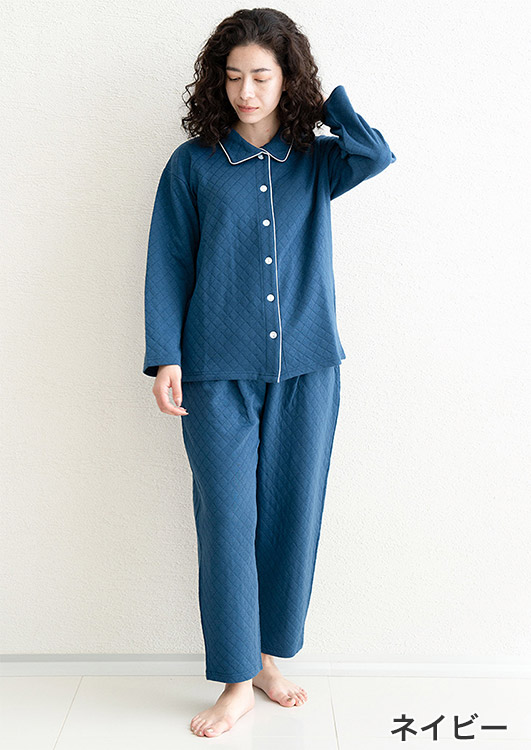 D93501-39|リオ RIO 着る保湿クリーム ソフトキルト 2wayネックスリーピングウェア ルームウェア 上下セット M/L