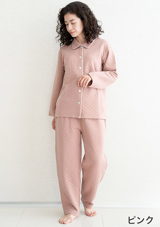 D93501-39|リオ RIO 着る保湿クリーム ソフトキルト 2wayネックスリーピングウェア ルームウェア 上下セット M/L