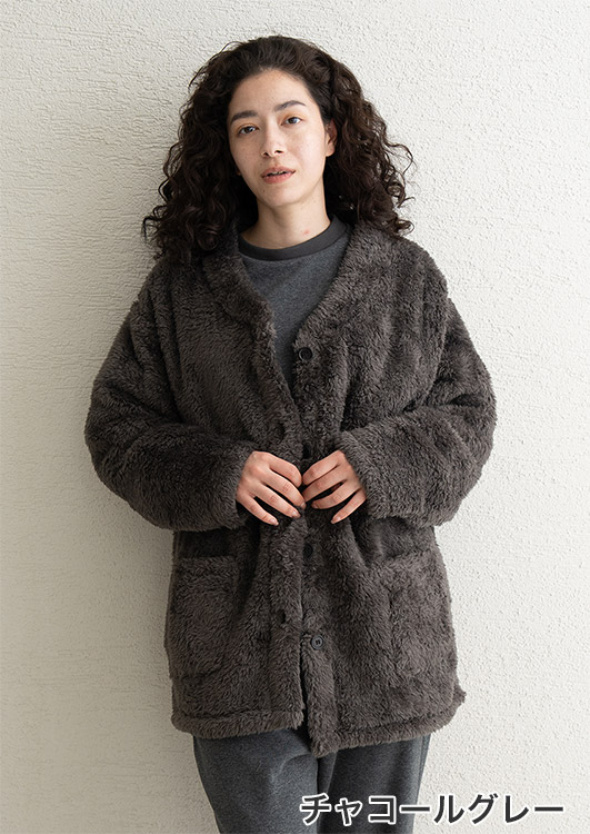 D93505-39|リオ RIO 着る保湿クリーム フランネルマイクロ スタンドカラージャケット ルームウェア トップス M/L