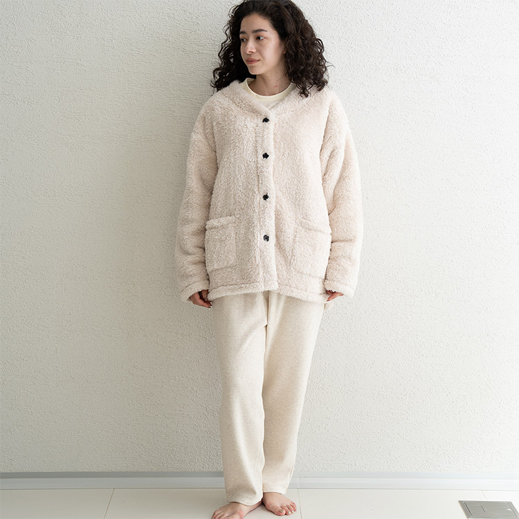 D93505-39|リオ RIO 着る保湿クリーム フランネルマイクロ スタンドカラージャケット ルームウェア トップス M/L