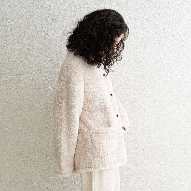 D93505-39|リオ RIO 着る保湿クリーム フランネルマイクロ スタンドカラージャケット ルームウェア トップス M/L