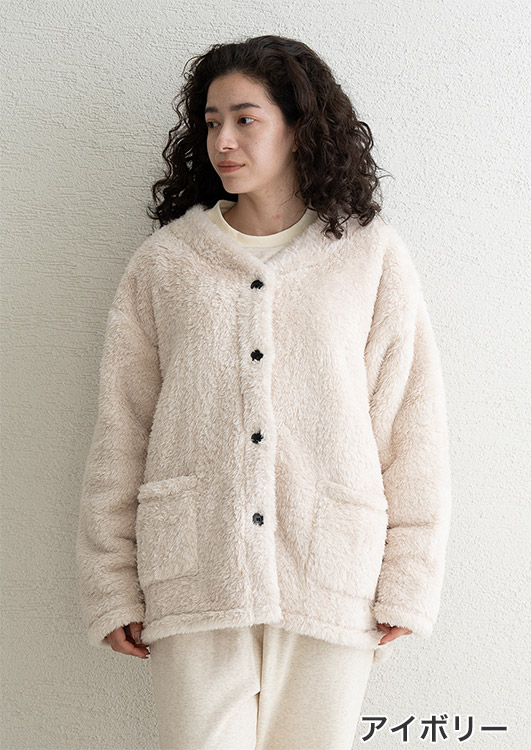 D93505-39|リオ RIO 着る保湿クリーム フランネルマイクロ スタンドカラージャケット ルームウェア トップス M/L