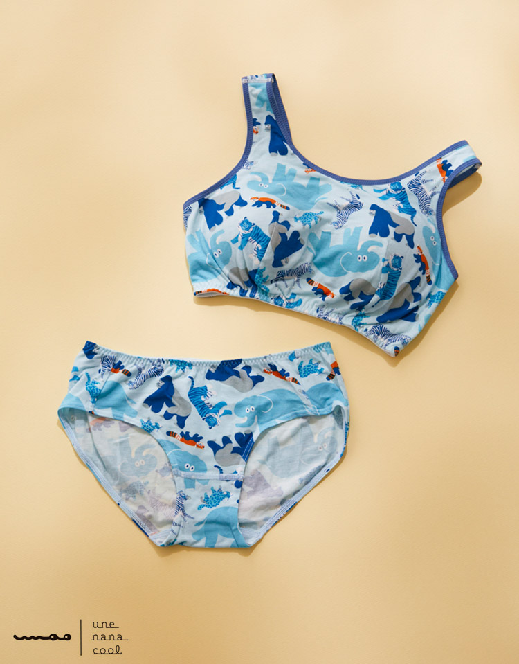 JB3952|ウンナナクール une nana cool ナイトアップブラ MADE WITH 京都市動物園 ノンワイヤーブラ M/L/LL/3L