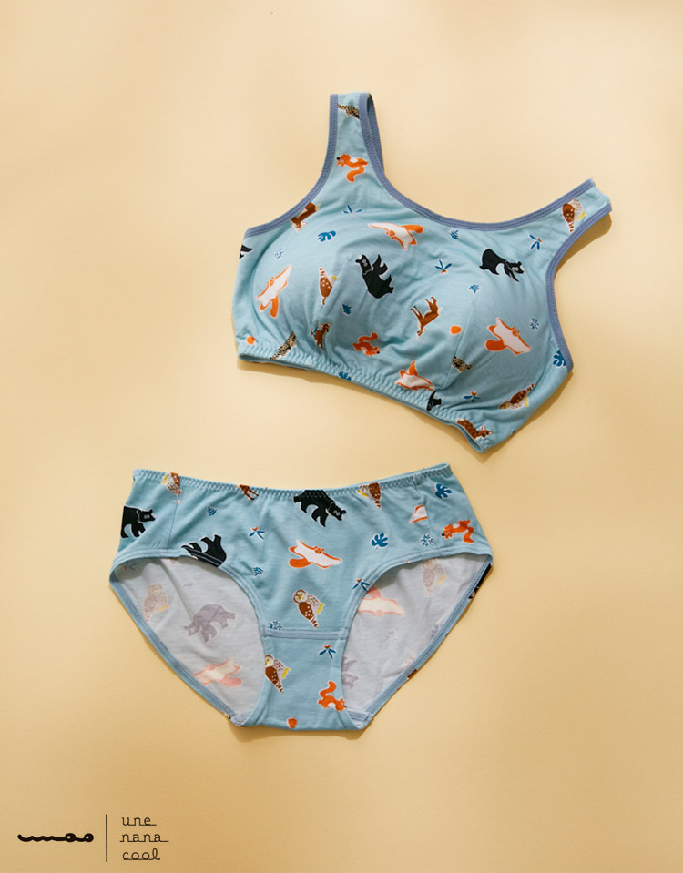 JB3952|ウンナナクール une nana cool ナイトアップブラ MADE WITH 京都市動物園 ノンワイヤーブラ M/L/LL/3L