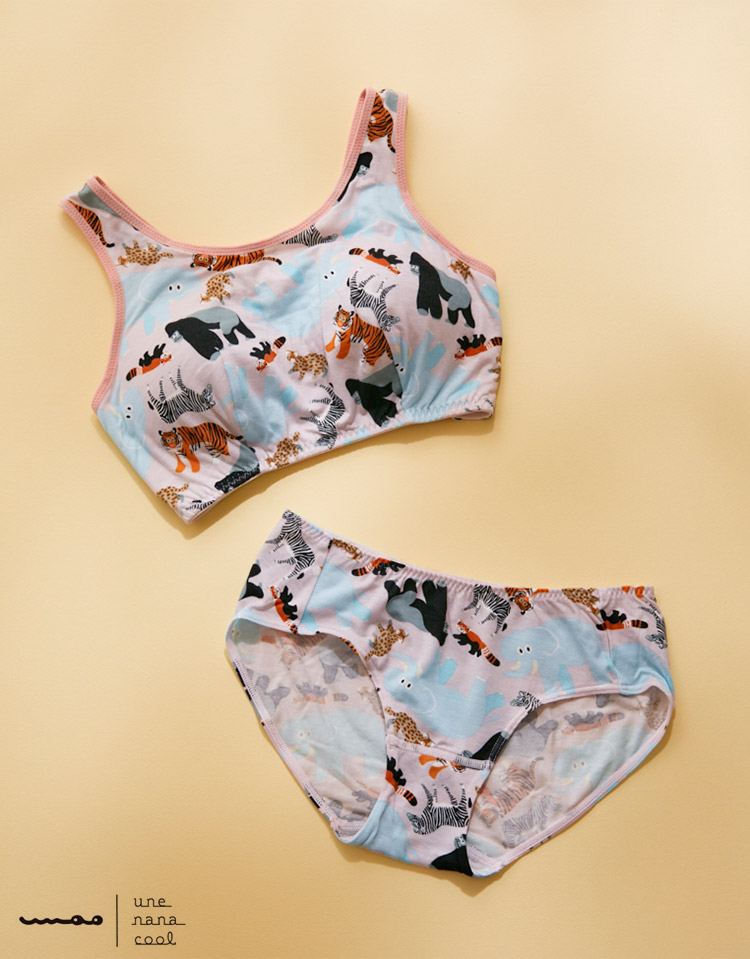 JB3952|ウンナナクール une nana cool ナイトアップブラ MADE WITH 京都市動物園 ノンワイヤーブラ M/L/LL/3L