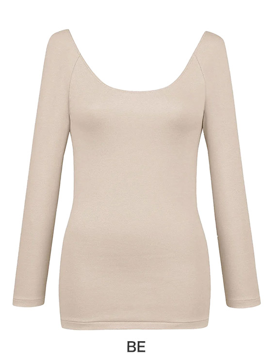 EL4931|ワコール ウイング ムレにくく、あたたかで快適 綿の贅沢オーガニック インナー トップス ネック広め 8分袖 M/L/LL