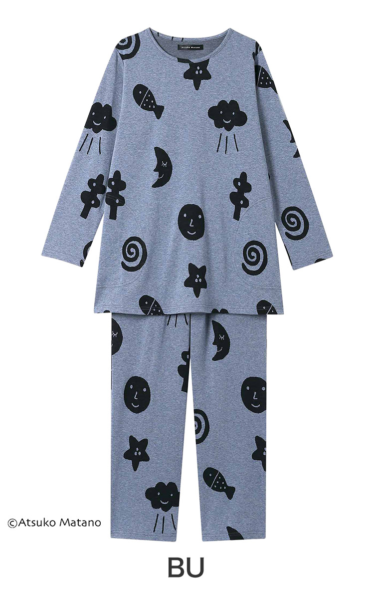 HDX574|ワコール アツコマタノ ルームウェア 上下セット 10分袖・10分丈 M/L