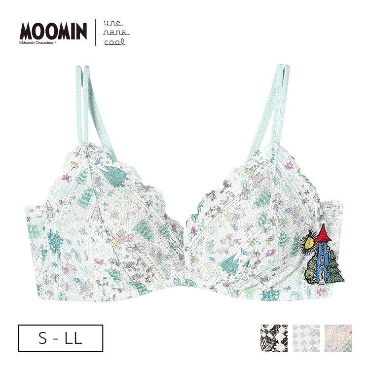 BUN130|ウンナナクール une nana cool MOOMIN × une nana cool 364 レース ノンワイヤーブラ S/M/L/LL