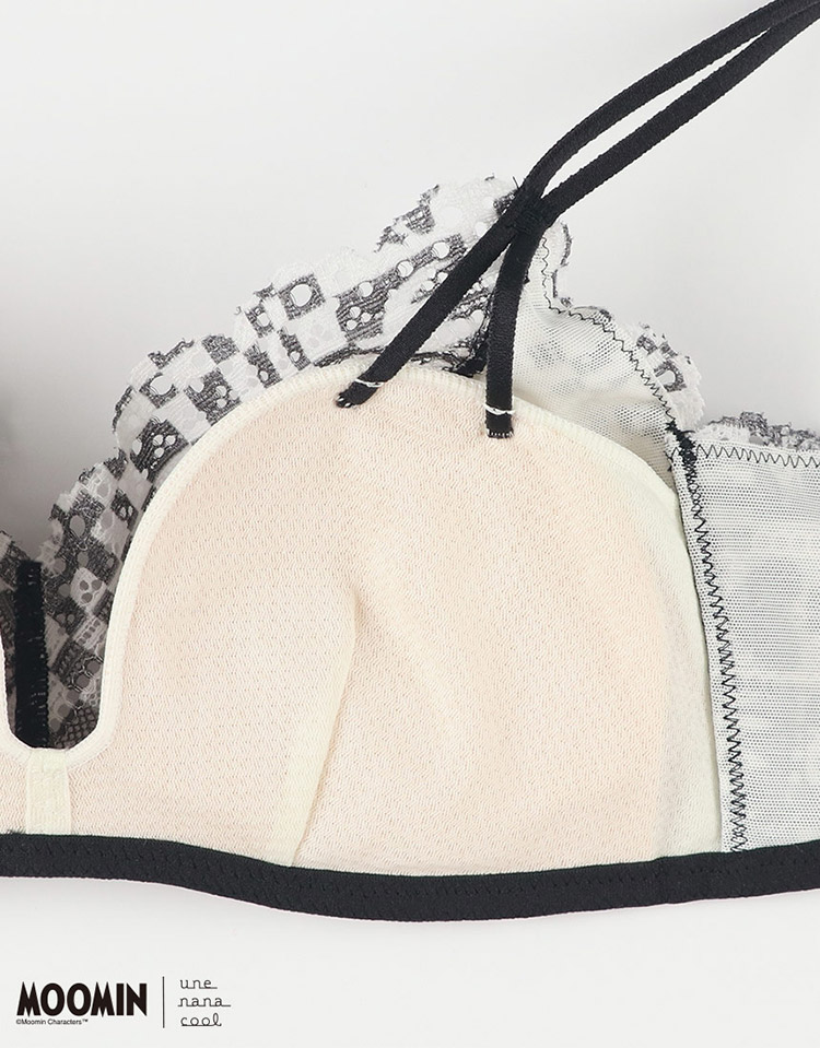 BUN130|ウンナナクール une nana cool MOOMIN × une nana cool 364 レース ノンワイヤーブラ S/M/L/LL