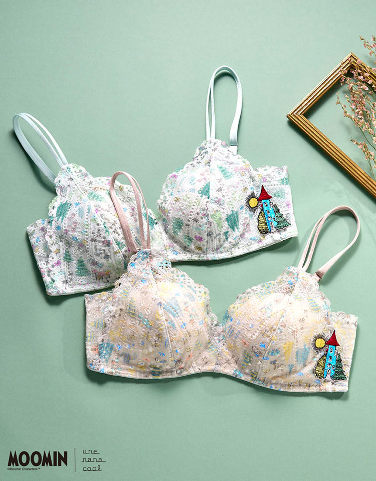 BUN130|ウンナナクール une nana cool MOOMIN × une nana cool 364 レース ノンワイヤーブラ S/M/L/LL