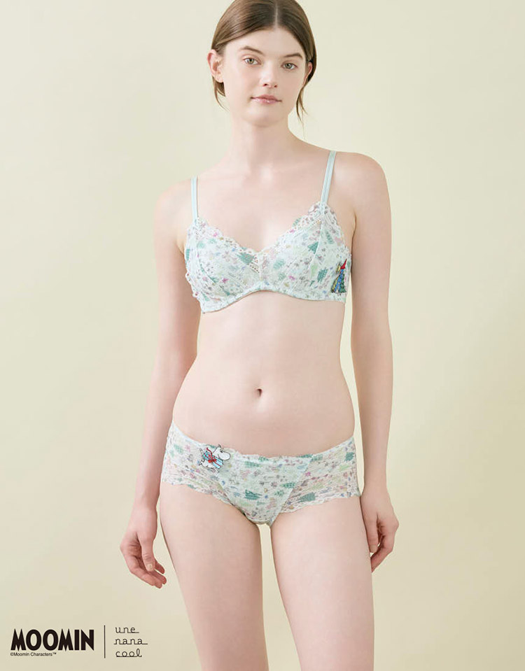 BUN130|ウンナナクール une nana cool MOOMIN × une nana cool 364 レース ノンワイヤーブラ S/M/L/LL