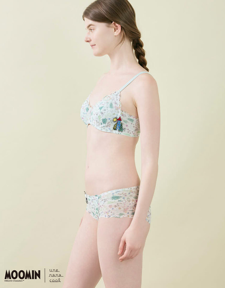 BUN130|ウンナナクール une nana cool MOOMIN × une nana cool 364 レース ノンワイヤーブラ S/M/L/LL