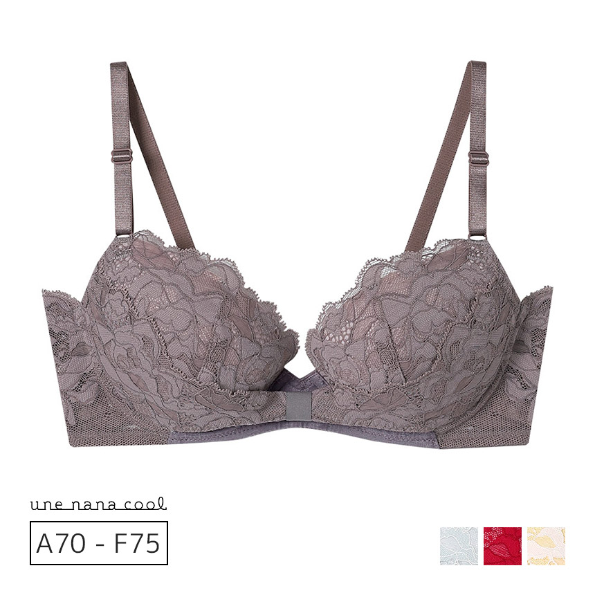 BUN201|ウンナナクール une nana cool リボンブラレース 胸もとフィットながもち~動いても、キレイはつづく~ ブラジャー単品 ABCDEFFカップ アンダー 65/70/75cm