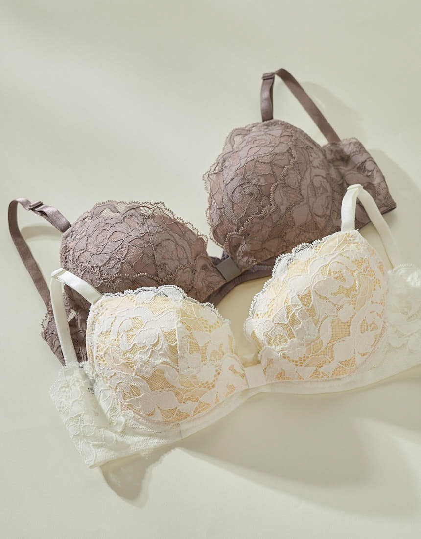 BUN201|ウンナナクール une nana cool リボンブラレース 胸もとフィットながもち~動いても、キレイはつづく~ ブラジャー単品 ABCDEFFカップ アンダー 65/70/75cm