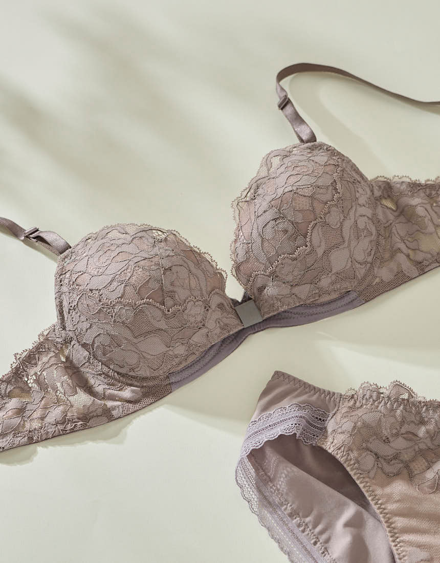 BUN201|ウンナナクール une nana cool リボンブラレース 胸もとフィットながもち~動いても、キレイはつづく~ ブラジャー単品 ABCDEFFカップ アンダー 65/70/75cm