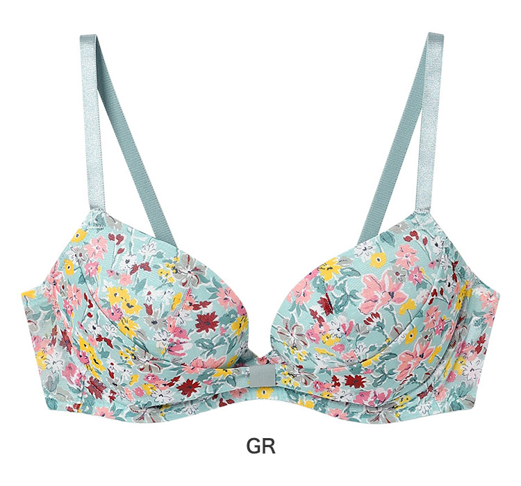 BUN223|ウンナナクール une nana cool MADE WITH LIBERTY FABRIC リボンブラ 胸もとフィットながもち~動いても、キレイはつづく~ ブラジャー単品 BCDEFFカップ アンダー 65/70/75cm