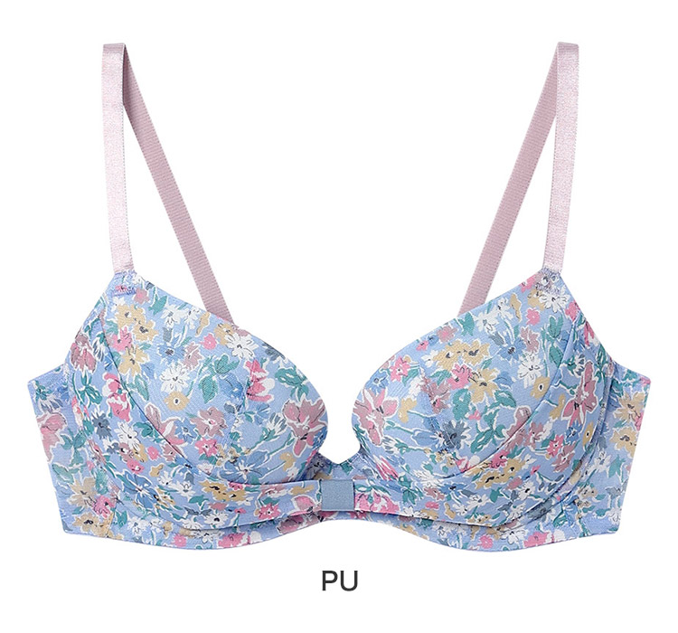 BUN223|ウンナナクール une nana cool MADE WITH LIBERTY FABRIC リボンブラ 胸もとフィットながもち~動いても、キレイはつづく~ ブラジャー単品 BCDEFFカップ アンダー 65/70/75cm