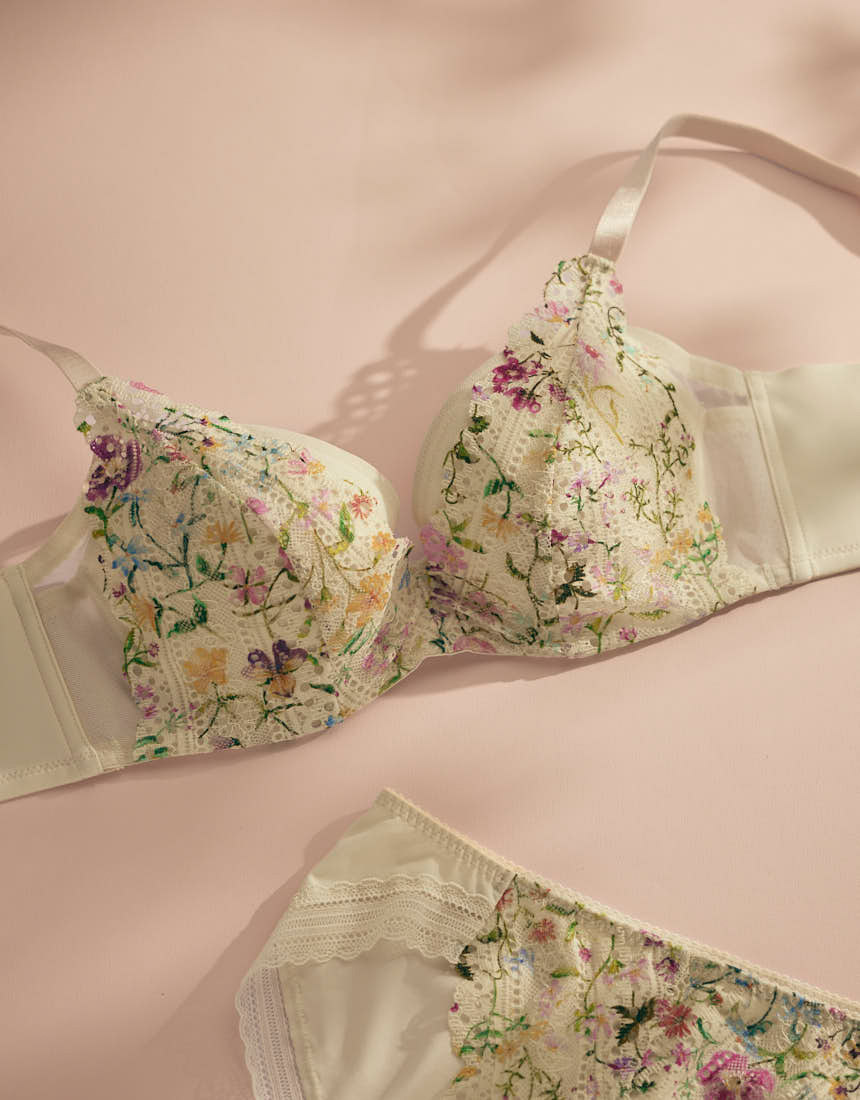 JB2323|ウンナナクール une nana cool MADE WITH LIBERTY FABRIC さあ、わたし レース ブラジャー単品 BCDEFカップ アンダー 65/70/75/80cm