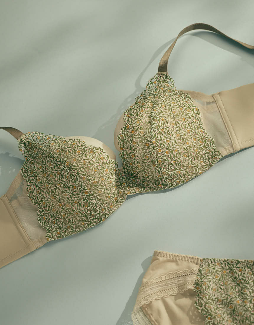 JB2323|ウンナナクール une nana cool MADE WITH LIBERTY FABRIC さあ、わたし レース ブラジャー単品 BCDEFカップ アンダー 65/70/75/80cm