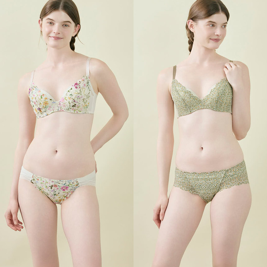 JB2323|ウンナナクール une nana cool MADE WITH LIBERTY FABRIC さあ、わたし レース ブラジャー単品 BCDEFカップ アンダー 65/70/75/80cm