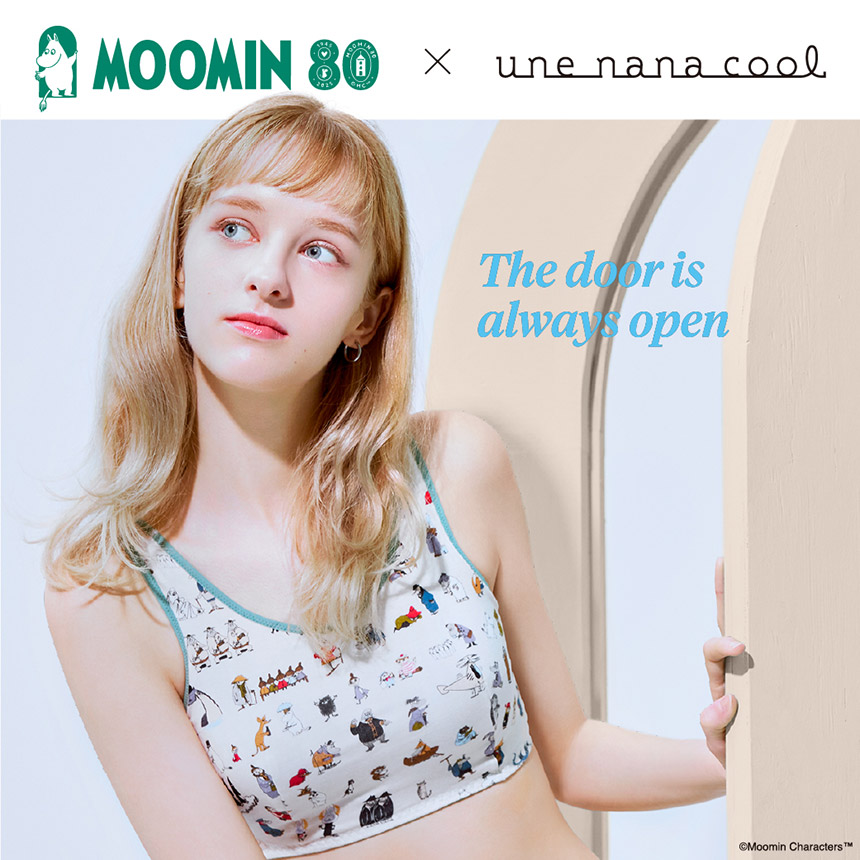 JB3951|ウンナナクール une nana cool MOOMIN × une nana cool ナイトアップブラ ノンワイヤーブラ M/L/LL/3L