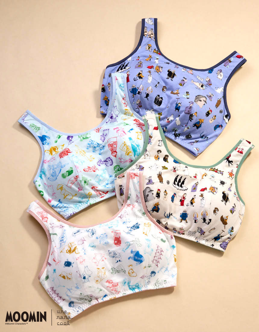 JB3951|ウンナナクール une nana cool MOOMIN × une nana cool ナイトアップブラ ノンワイヤーブラ M/L/LL/3L