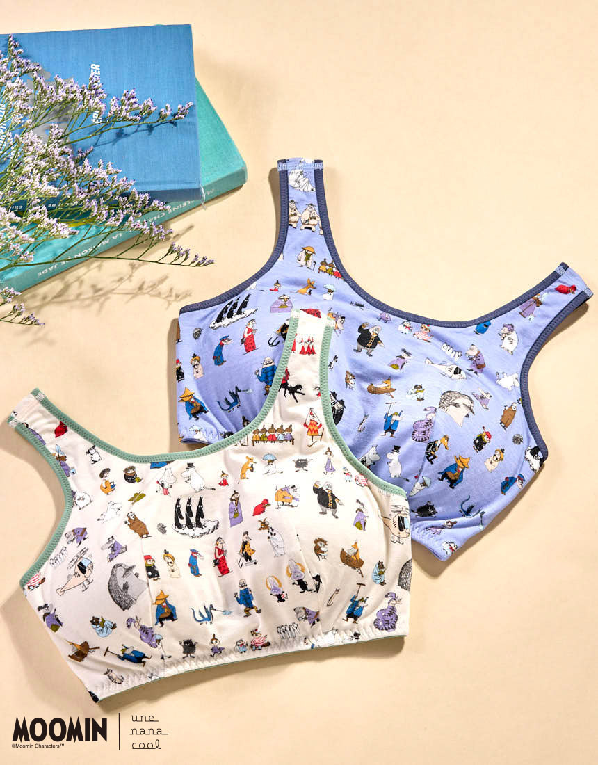 JB3951|ウンナナクール une nana cool MOOMIN × une nana cool ナイトアップブラ ノンワイヤーブラ M/L/LL/3L