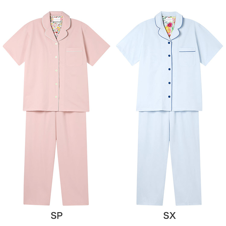 LP6628|ウンナナクール une nana cool 【綿混】両染ジャージ半袖パジャマ MADE WITH LIBERTY FABRIC パジャマ 上下セット M/L