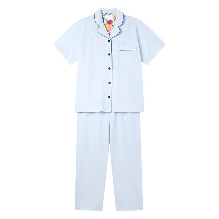 LP6628|ウンナナクール une nana cool 【綿混】両染ジャージ半袖パジャマ MADE WITH LIBERTY FABRIC パジャマ 上下セット M/L