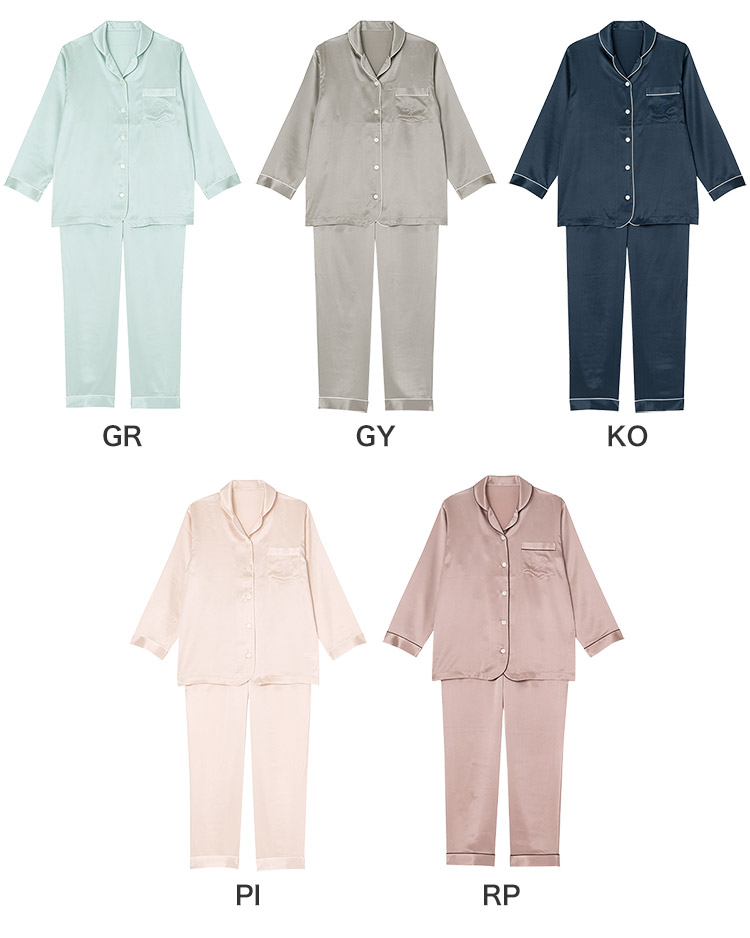 YDX542|ワコール 睡眠科学 パジャマ 上下セット レディース シルク100% 吸放湿性 10分丈 10分袖 MP/M/L/LL
