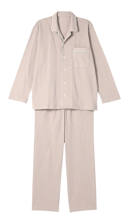 YGX526|ワコール 睡眠科学 パジャマ 上下セット メンズ 天綿 綿100% 通気性 10分丈 10分袖 M/L