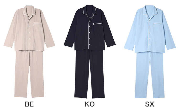YGX526|ワコール 睡眠科学 パジャマ 上下セット メンズ 天綿 綿100% 通気性 10分丈 10分袖 M/L