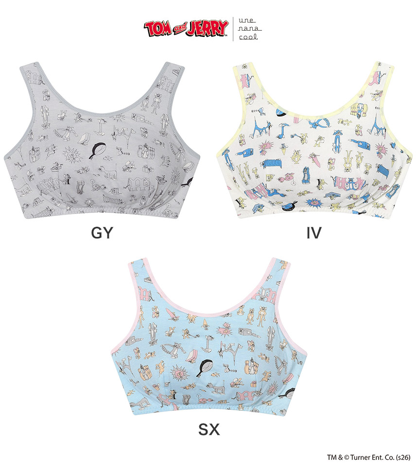 JB3959|ウンナナクール une nana cool トムとジェリー × une nana cool ナイトアップブラ ノンワイヤーブラ M/L/LL