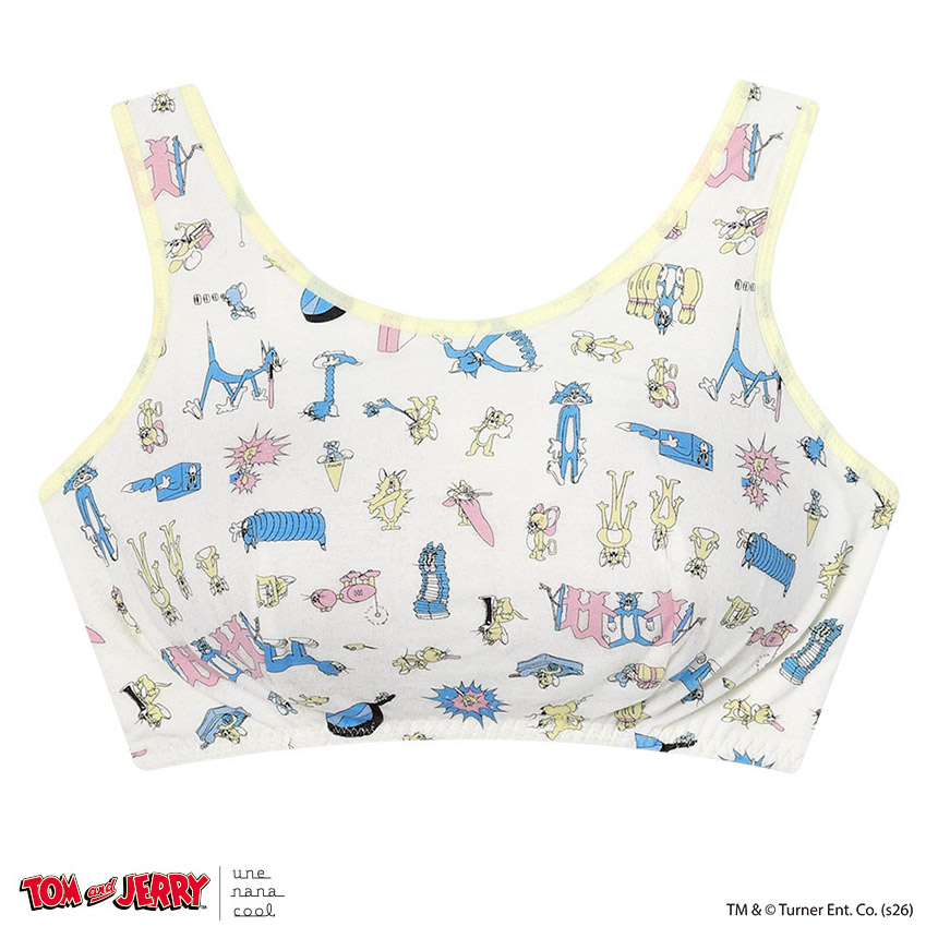 JB3959|ウンナナクール une nana cool トムとジェリー × une nana cool ナイトアップブラ ノンワイヤーブラ M/L/LL