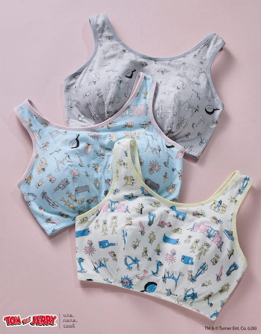 JB3959|ウンナナクール une nana cool トムとジェリー × une nana cool ナイトアップブラ ノンワイヤーブラ M/L/LL