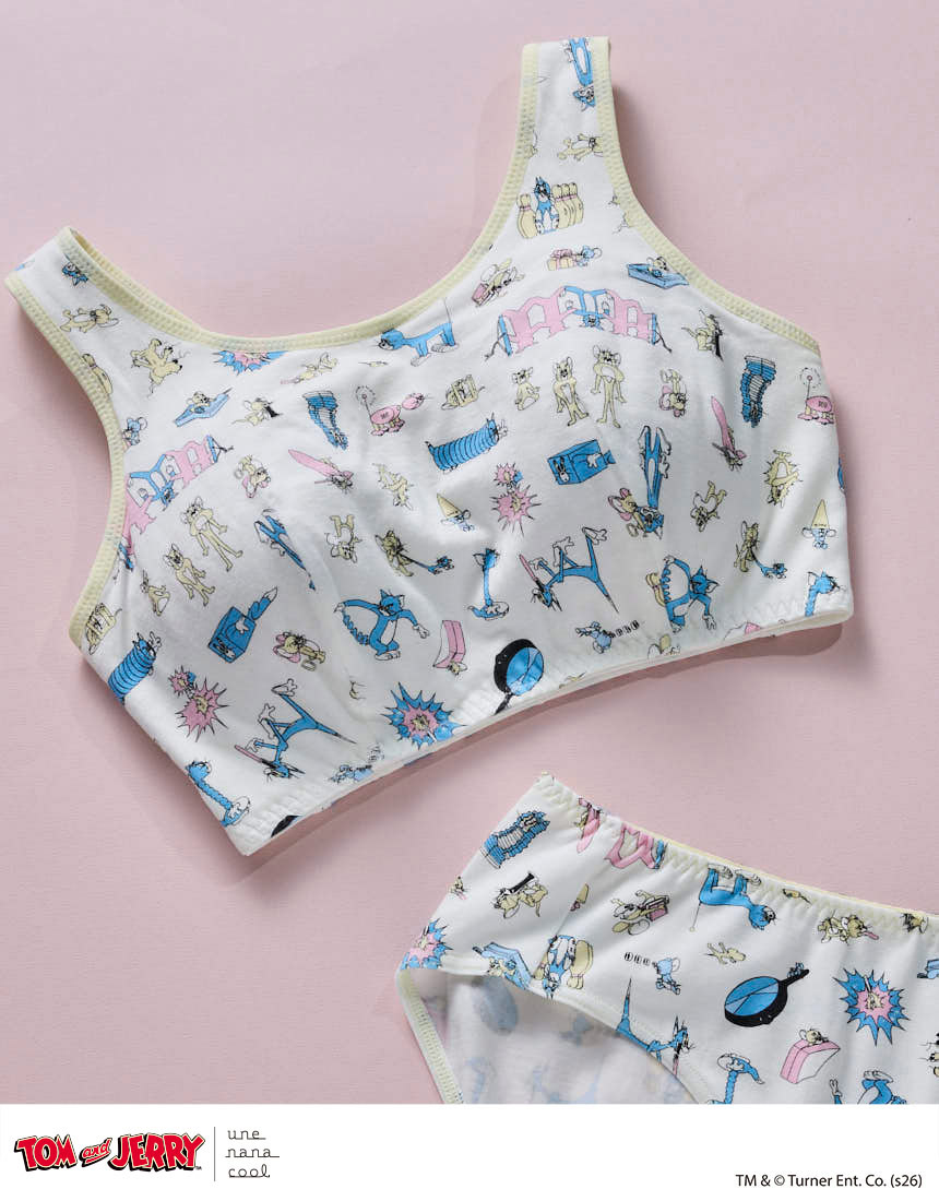 JB3959|ウンナナクール une nana cool トムとジェリー × une nana cool ナイトアップブラ ノンワイヤーブラ M/L/LL