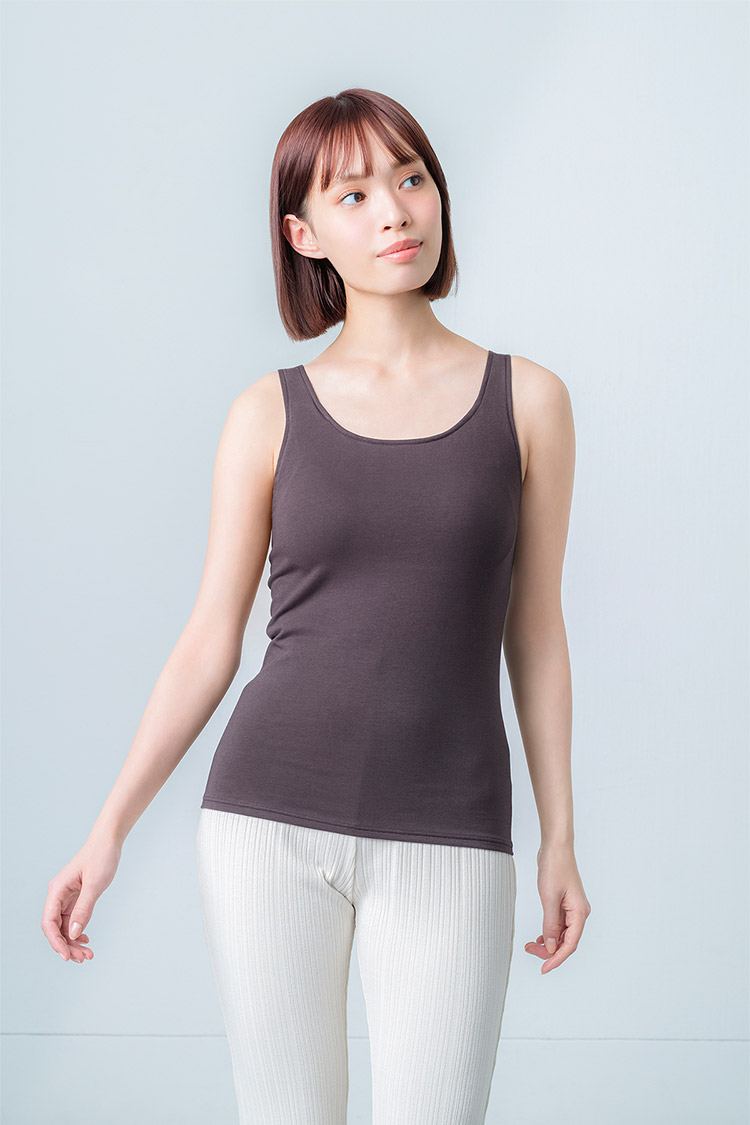 ET1132|ワコール ウイング シンクロブラトップ ノースリーブ 綿混 ブラトップ カップ付きインナー S/M/L/LL/3L