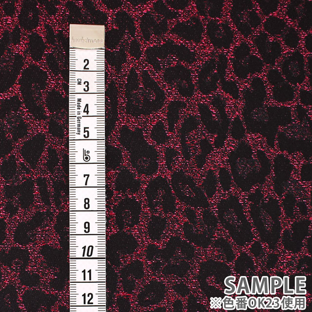 ジャガード生地 メタリックパンサー(028-10120) OK25.レッド 10Aa05_