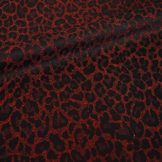 ジャガード生地 メタリックパンサー(028-10120) OK25.レッド 10Aa05_