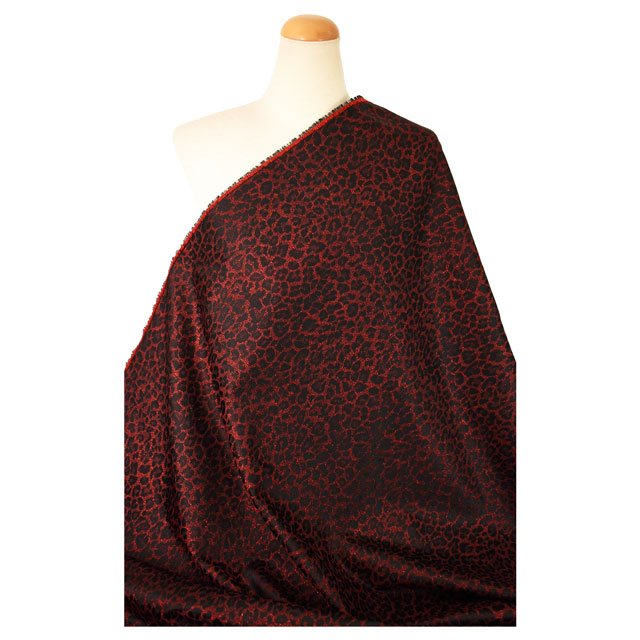 ジャガード生地 メタリックパンサー(028-10120) OK25.レッド 10Aa05_