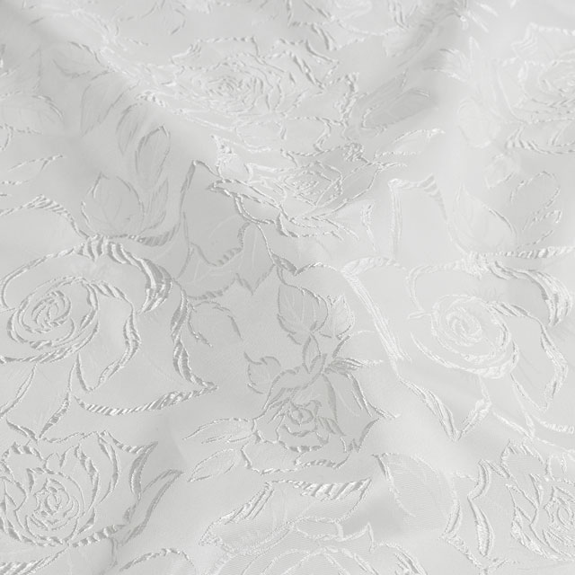 生地 バラ柄ブロケード(028-9782) 1.白 10Aa05_