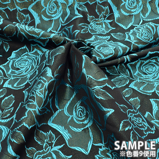 生地 バラ柄ブロケード(028-9782) 1.白 10Aa05_