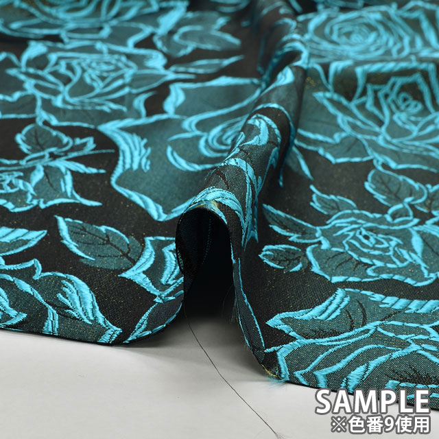 生地 バラ柄ブロケード(028-9782) 1.白 10Aa05_