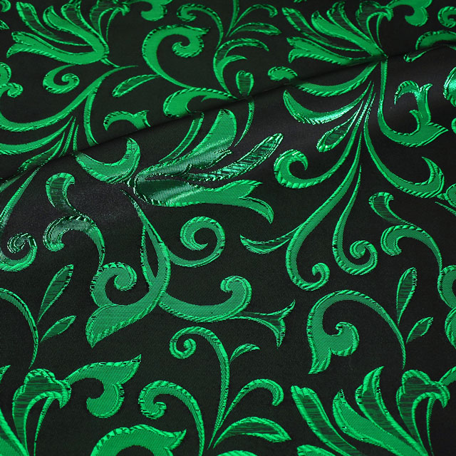 ジャガード生地 メタリックアラベスク(028-HM9775) 1.グリーン 10Aa05_
